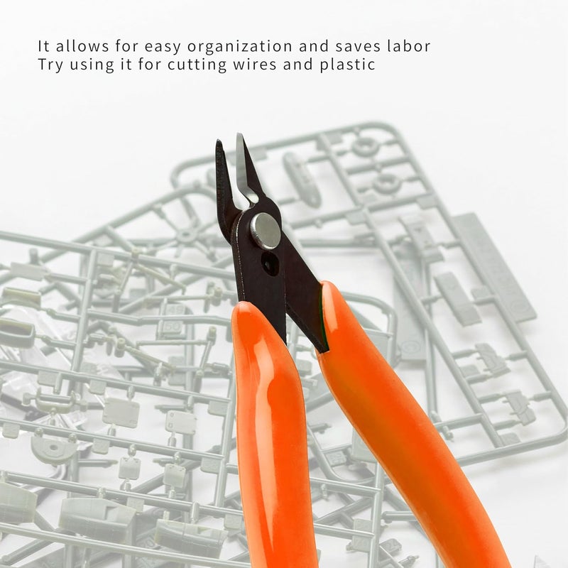 LB2 5 Inch Model Nipper, Plastic Model Tools for Beginners, Sharp Blade Gundam Nipper with Non-Slip Grip, Spure Cutter for Electronics, Gunpla Model Building, Jewelry (Orange) - Image 3